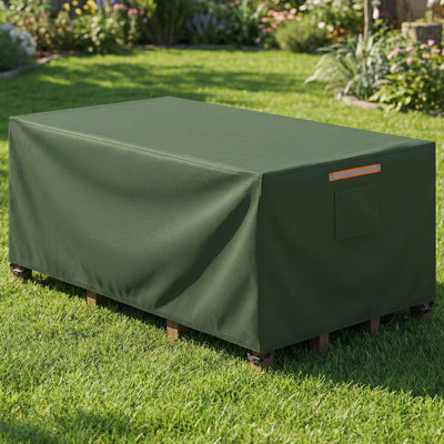 Housse durable pour table d'extérieur 420D - Protecteur de mobilier de patio imperméable et résistant aux rayons UV avec évents et sangles