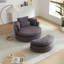 Grand fauteuil rond club pivotant avec accoudoirs de bar moderne avec repose-pieds avec rangement et coussins-1323392299