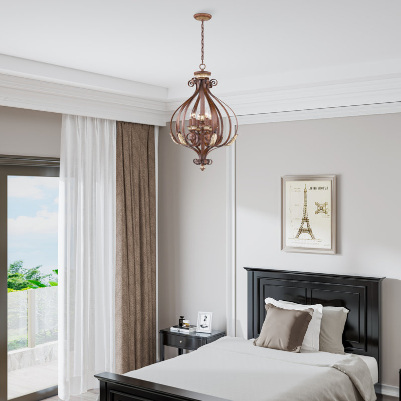 Luminaire suspendu unique en forme d'urne à 6 lumières Alborz, H 32,75 po x l 23,5 po x P 23,5 po