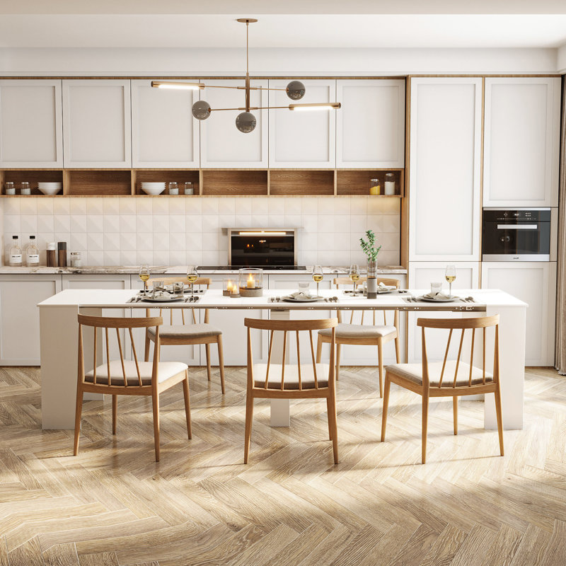 Console extensible, 118,50 po, blanche, fonctionnelle et élégante pour la maison, la salle à manger, Blanc