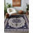 Quarza Collection Digital Print Cotton-Polyester Gray Navy Moroccan Rug-973647953