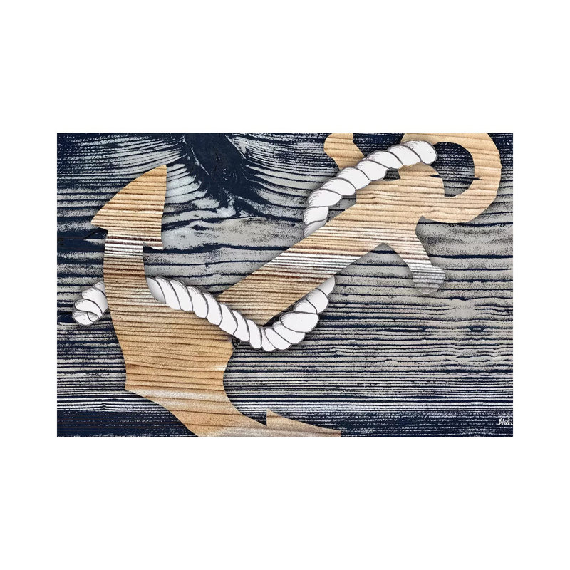 The Gold Sea Anchor 1 Piece Wrapped Canvas Wall Art, 101.6 cm H x 66.04 cm W