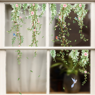 Spring Vinyl Waterproof Sticker Decal With Plants Birds And Flowers For Walls Windows Nursery Playroom Bedroom Classroom Kindergarten