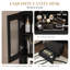 Coiffeuse noire à abattant avec miroir DEL lumineux, armoire supérieure vitrée, plusieurs tiroirs de rangement et tabouret rembourré - Meuble de chambre multifonctionnel
