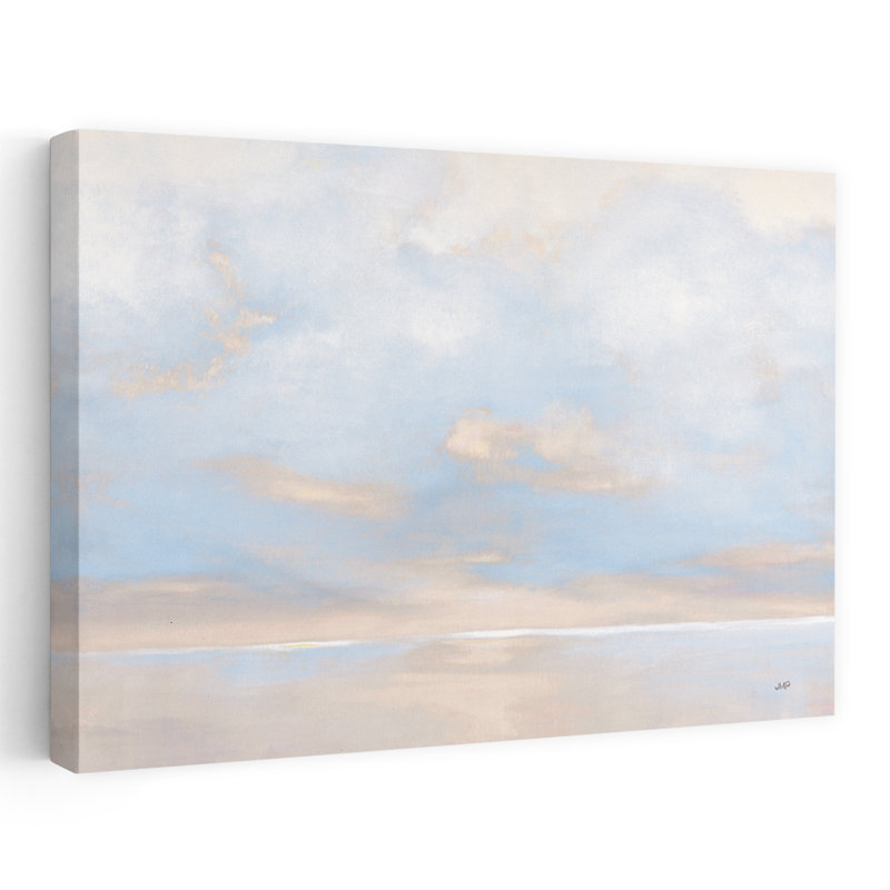 Éclat à l'horizon bleu côtier bleu gris blanc nuage côtier, Bleu / gris / orange / blanc, H 60 po x l 40 po