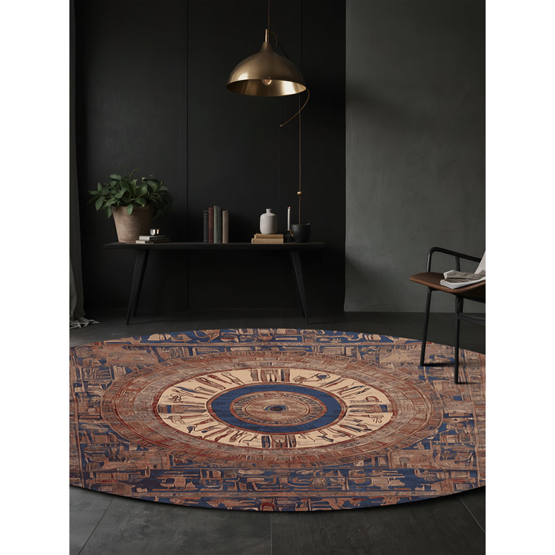 Tapis brun soyeux et moelleux, Rond 5 pi