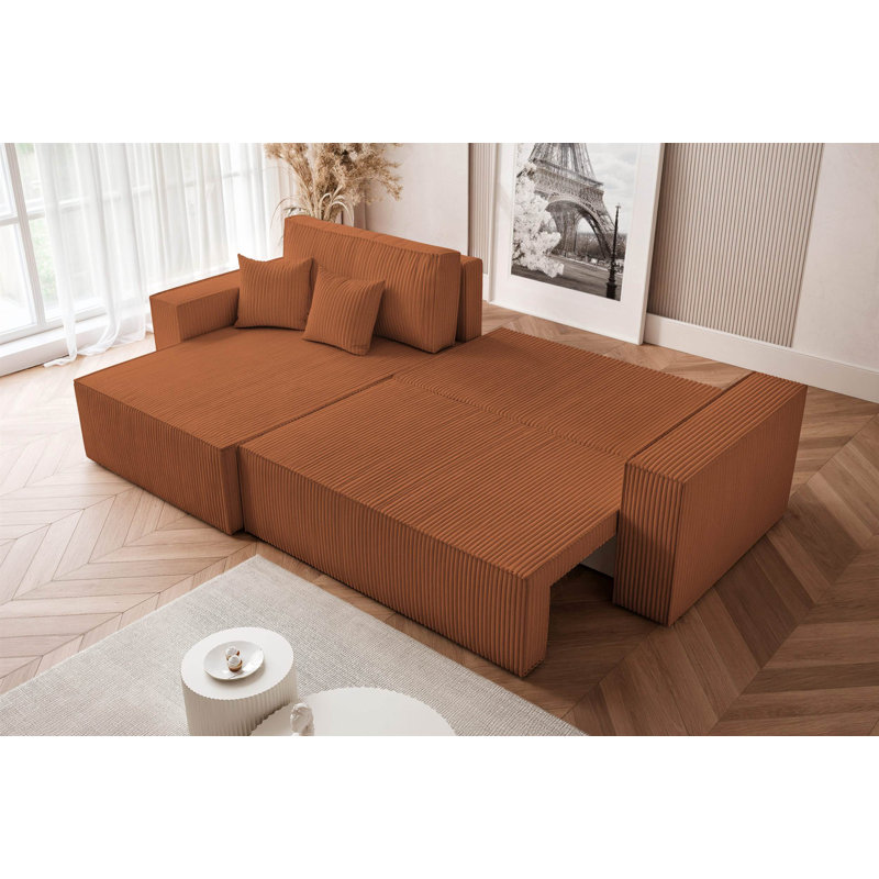 4 Seater Sofa Bed, Orange