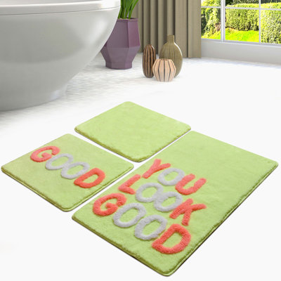 Ensemble de tapis de bain en acrylique de qualité supérieure (3 pièces), antibactérien antidérapant, 15,8 x 23,6 pouces, 19,7 x 23,6 pouces, 23,6 x 39,4 pouces | 100% acrylique, 1,4 lb / pied carré | Lavable à la machine, doux et durable pour la sécurité de la salle de bain