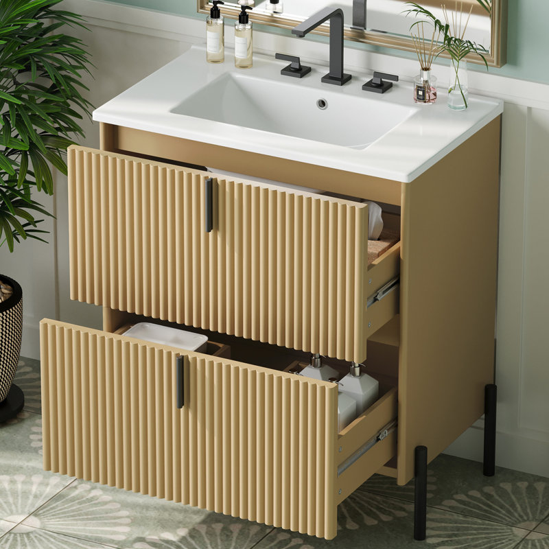 Bathroom Vanity with Ceramic Sink, Natural