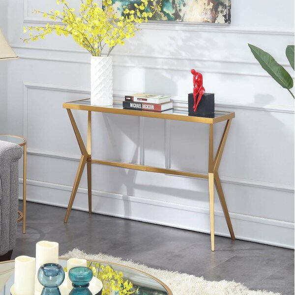 Mercer41 Graceville 42'' Glass Top Console Table & Reviews | Wayfair