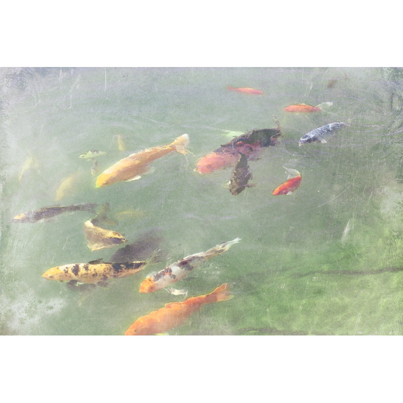 Koi Reflections I by Alicia Ludwig - Painting, 20 cm H x 30 cm W, Wrapped Canvas