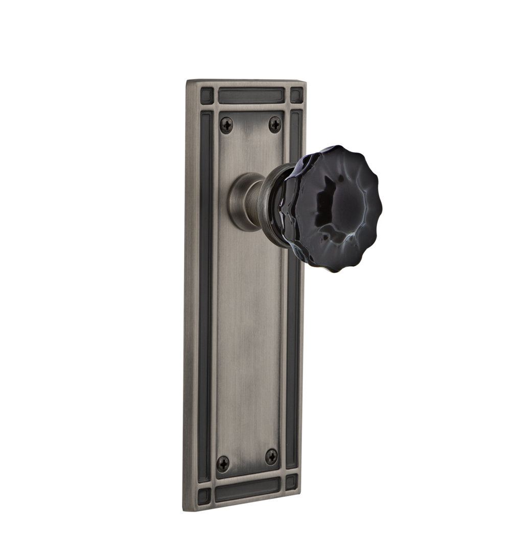 Mission Plate with Crystal Black Door Knob Nostalgic Warehouse 