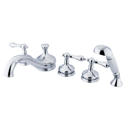 Robinet de baignoire romaine à fixation sur plateau à poignée triple avec douche à main Heritage