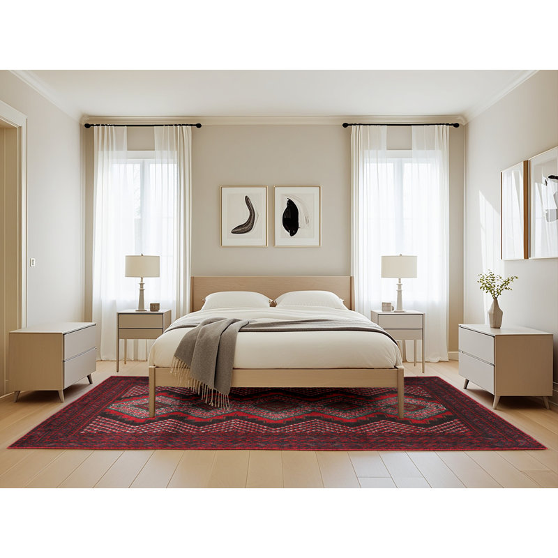Tapis traditionnel rouge / marron, Rectangle 5 pi x 8 pi