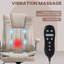Fauteuil d'ordinateur crème blanc avec massage par vibration, siège lombaire chauffant, siège réglable et accoudoirs à hauteur réglable, chauffage de bureau pivotant, réglable en hauteur