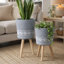Ensemble de 2 pots de fleurs d'intérieur et d'extérieur striés, noir et brun-122359148