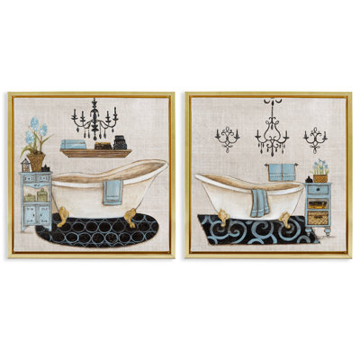 Ensemble de cadre flottant bleu pour salle de bain 2 pièces, design par Janet Tava
