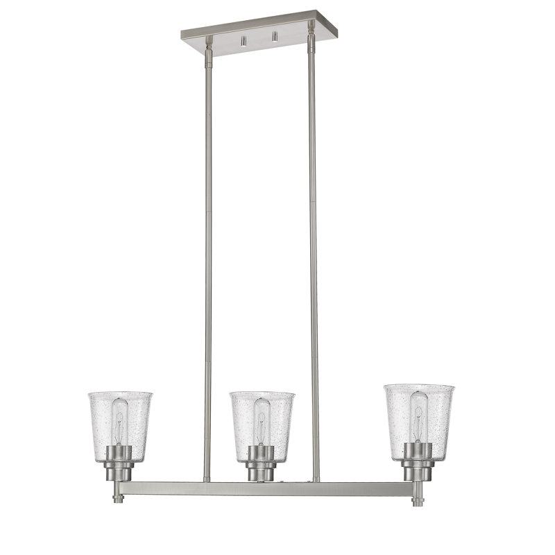 Luminaire suspendu linéaire à 3 lumières pour îlot de cuisine Masham, Nickel brossé