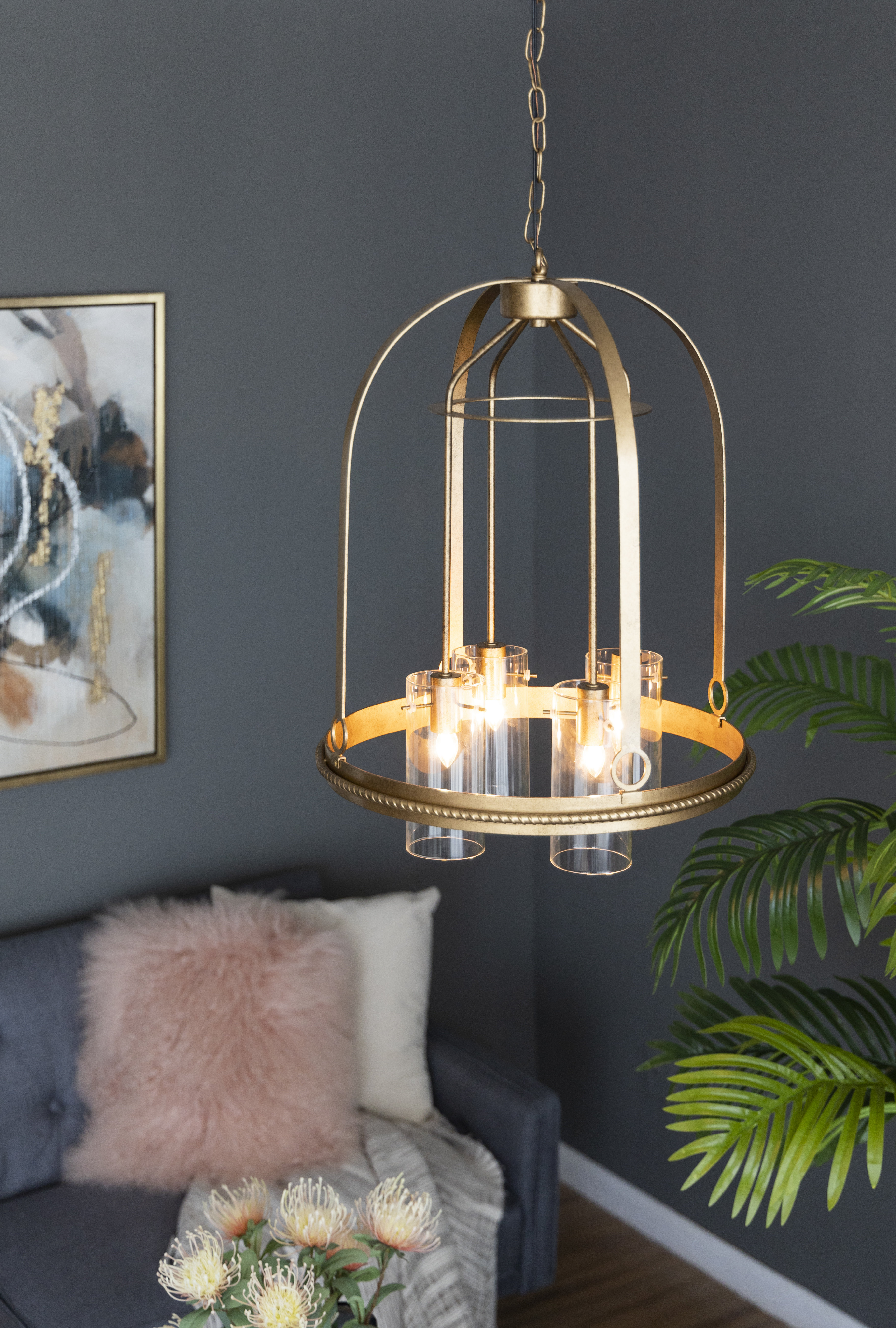 Greeicy 4 - Light Wagon Wheel Chandelier