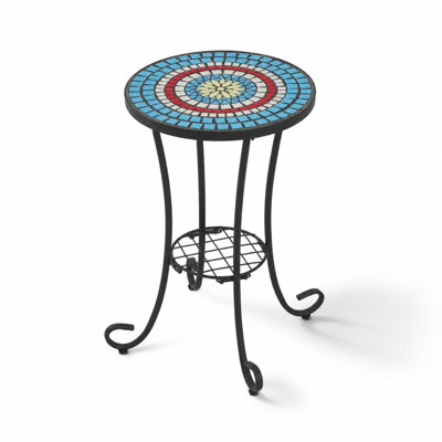 Versatile Dual-Use Side Table with Lower Storage Shelf, Durable Decorative Accent Table, Small Space Friendly, Easy to Clean Weather Resistant Surface, Sturdy Frame