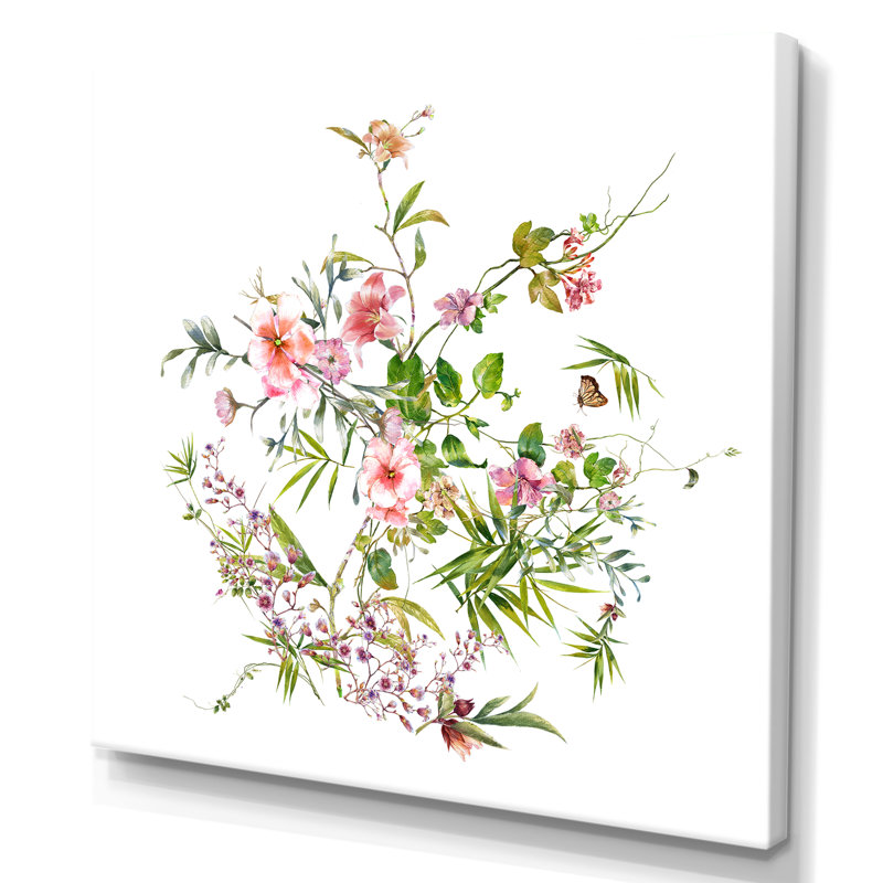 Elegant Botanical Summer Expression III - Peinture, H 16 po x l 16 po, Toile tendue