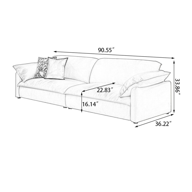 Coussin modulaire en polyester vert, 3, Vert, H 33,86 po x l 90,55 po x P 36,22 po