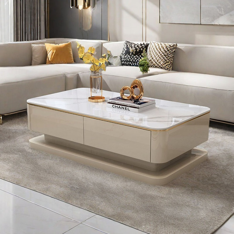 Light luxury rectangular rock table, 18.1" H x 47.2" L x 23.6" W