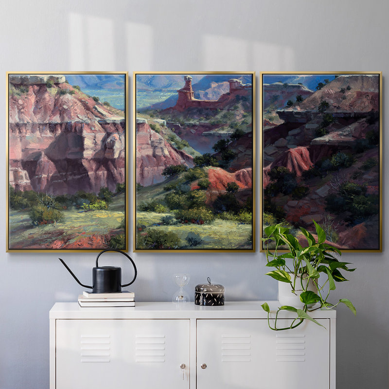 Classic Palo Duro, reproduction sur toile 3 pièces, H 24 po x l 48 po x P 2 po, Or