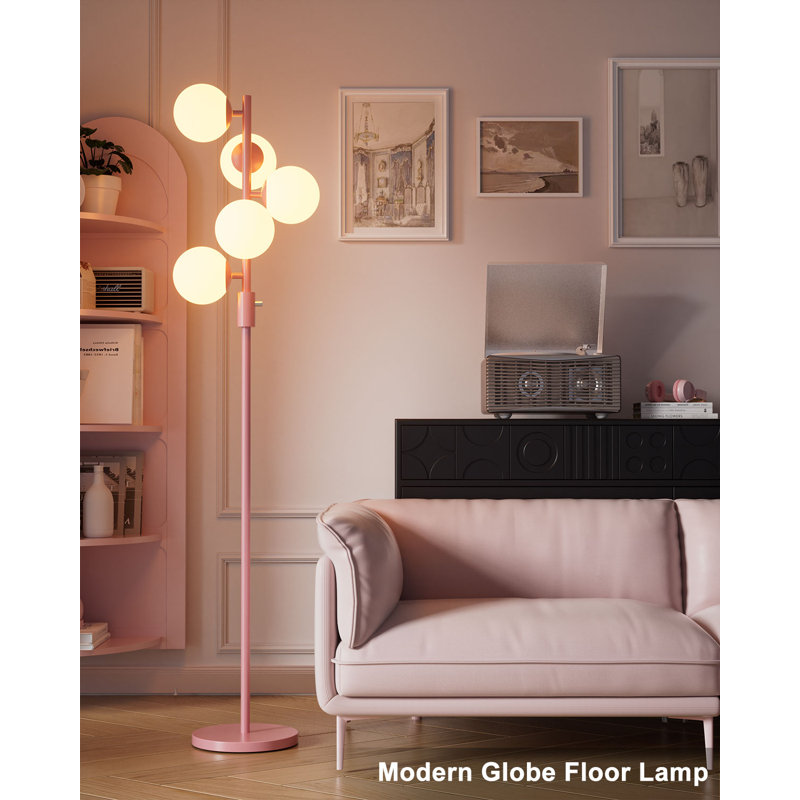 Lampe sur pied à intensité variable à intensité variable de style Mid-Century avec 5 pièces 3000K G9 avec lumière réglable en continu et base stable pour le bureau de la chambre à coucher