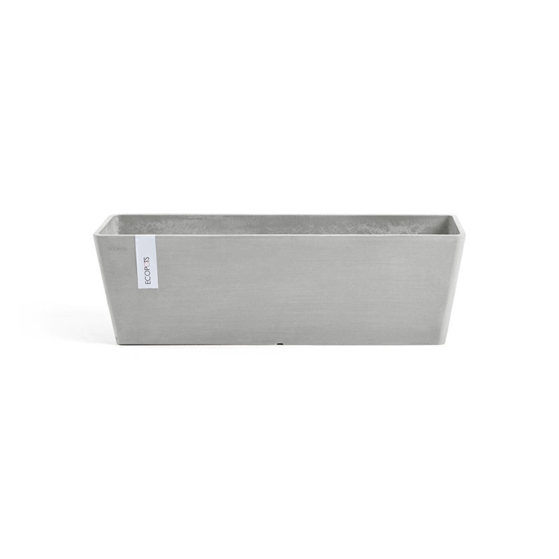 Pot Planter, White Gray, 6.7" H x 17.7" W x 6.6" D