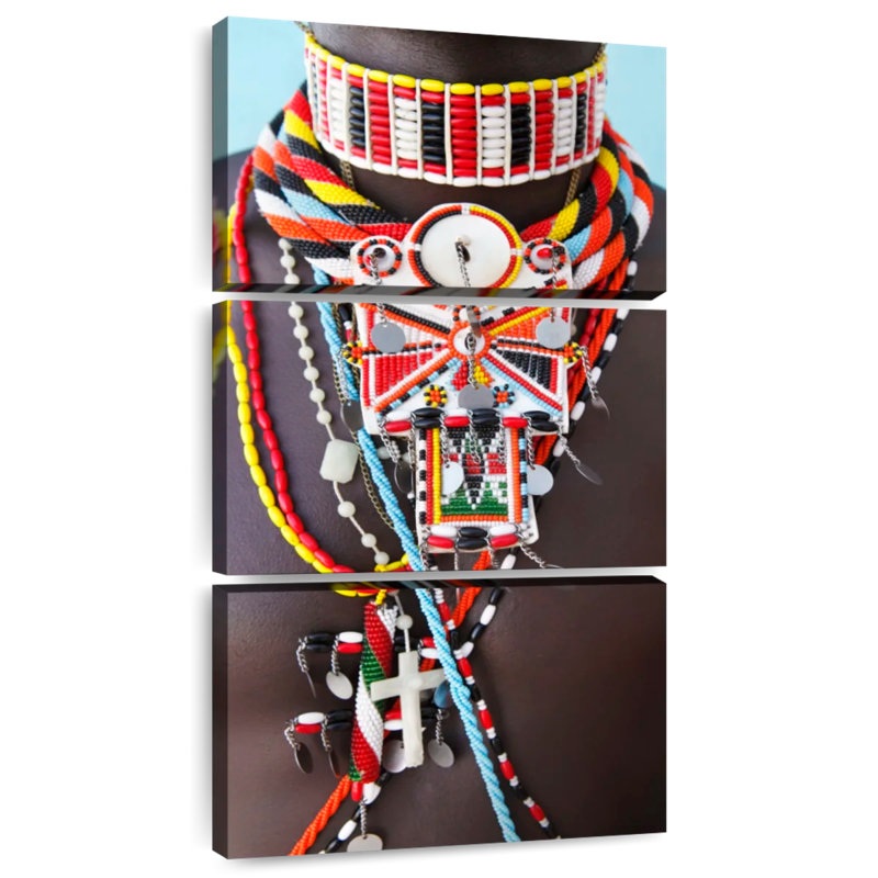 Collier de perles Masai, H 27 po x l 12 po