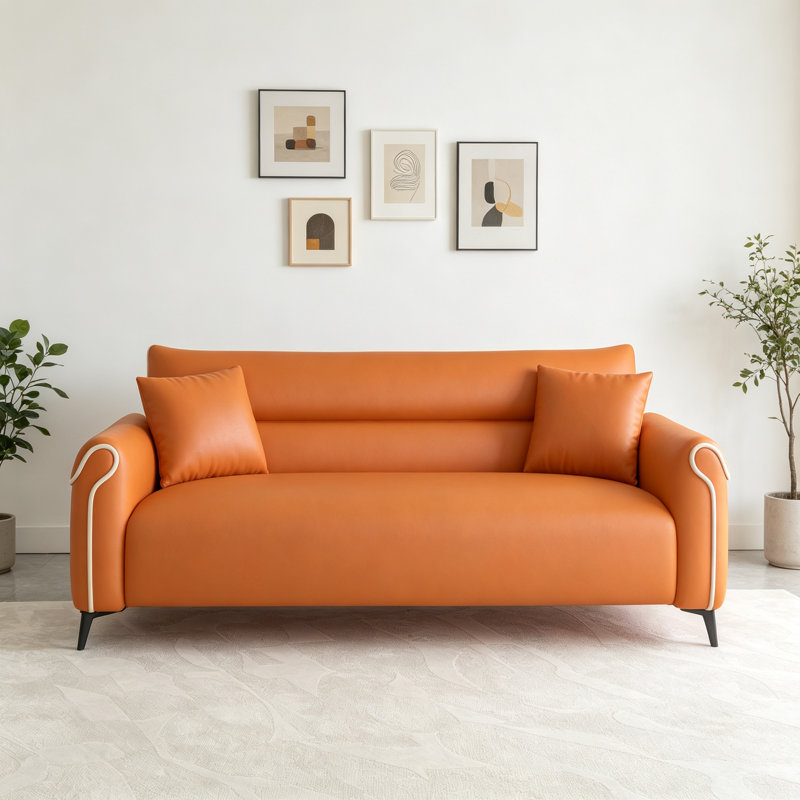 Canapé moderne et simple de style crème, Similicuir orange