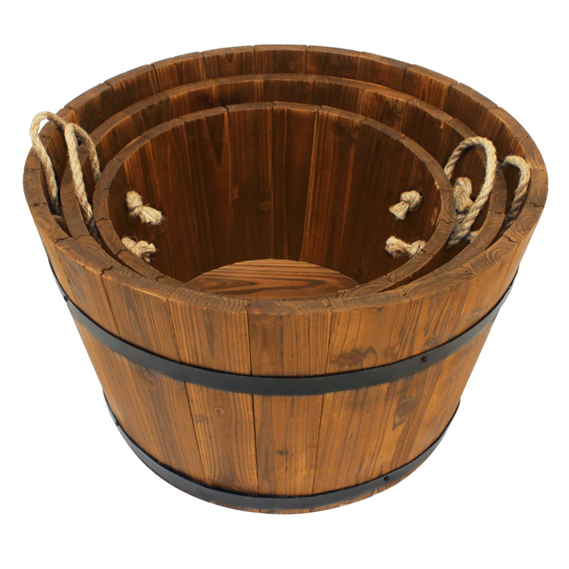 Opheim Wood Barrel Planter