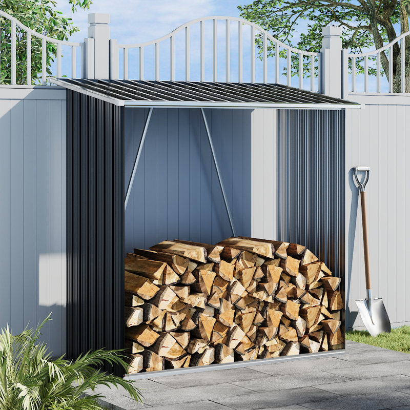 157cm W x 71cm D Metal Log Store, Grey