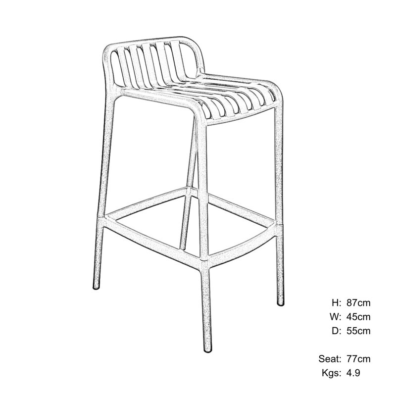Patio Dining Set with Round Table, 104cm H x 60cm W x 60cm D, 2, White
