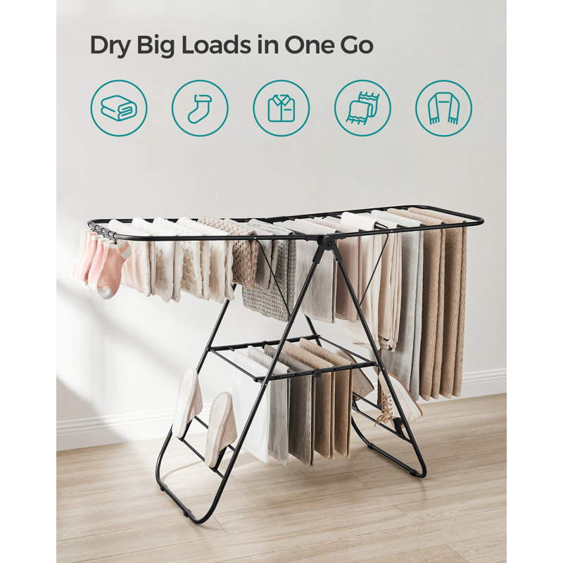 Steel Foldable Gullwing Drying Rack, Black, 147cm W x 51cm D