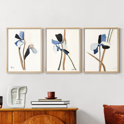 Floral Study  Series  CLXXIV  -Set Of 3 Framed Giclee Prints -Ready to Hang