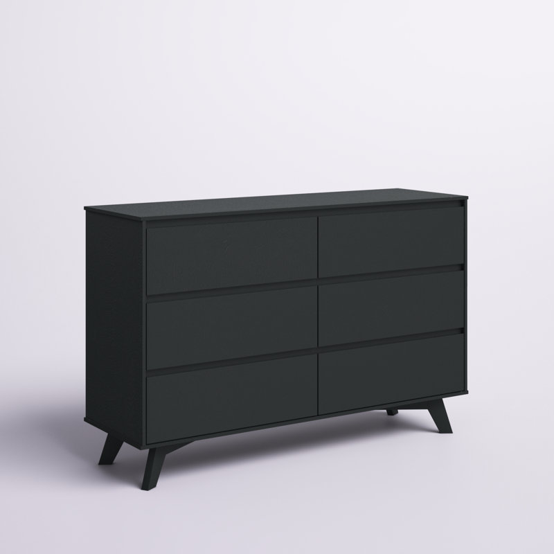Brubaker 6" W Solid Wood Double Dresser, Noir