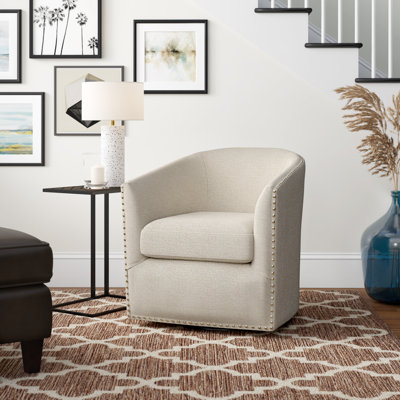 Tyler 360° Swivel Barrel Chair with Nailhead Trim