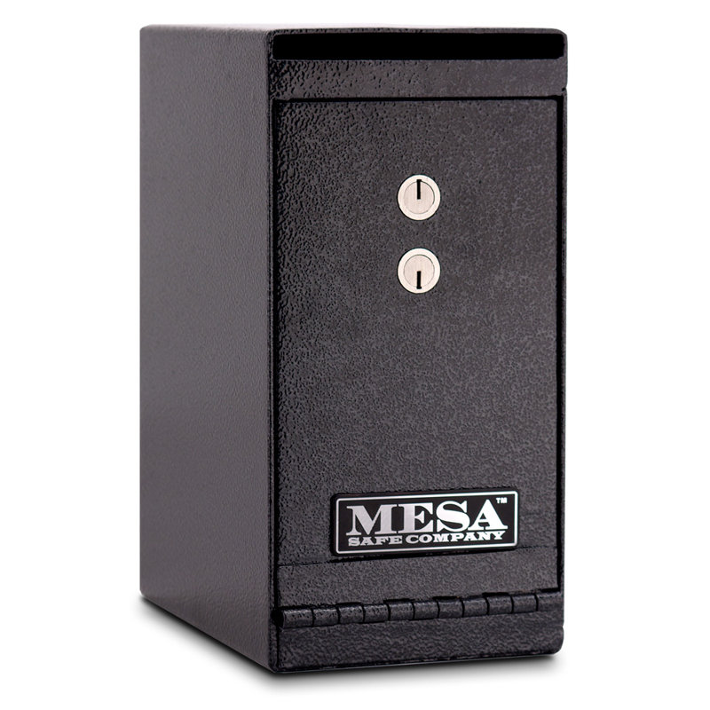 Hammered Grey Steel Keyed Depository Safe with Dual Lock