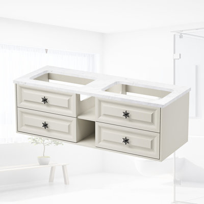 Absar 60 " W Wall Mounted Wall Mounted 0 Single Double Vanity Bathroom Vanity With Marble Top