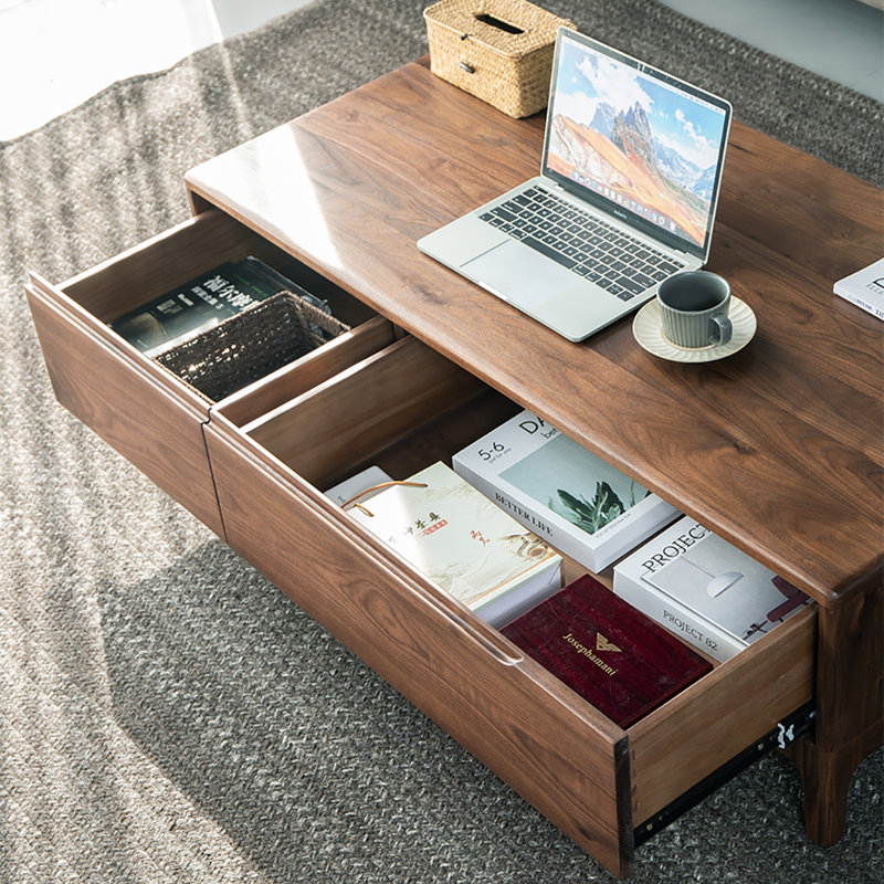 Simple black walnut coffee table, 15.4" H x 55.1" L x 23.6" W
