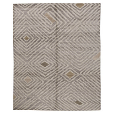Hand Knotted Area Rug in Light Brown And Nutneg