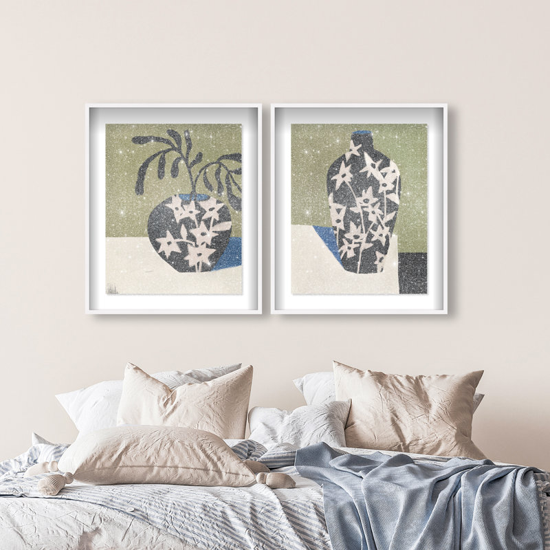 Noir Vase Set Set by Oliver Gal, 51"H x 43"W, White Shadowbox