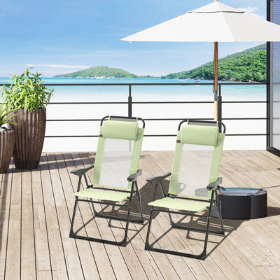2 chaises pliantes pour l'extérieur. Amovible. Dossier respirant. Et oreiller. Pour le jardin, la cour, la pelouse. Space And. 264 lb Capacité de charge, 2, chaise de patio avec dossier réglable détachable confortable