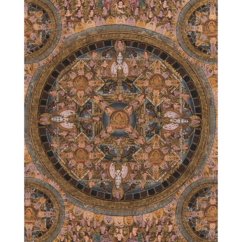 Five Mandalas Thangka (Brocadeless Thangka)