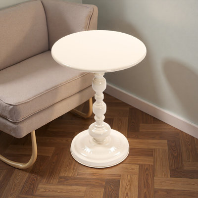 Vintage Metal Round Coffee Table, Accent End Table For Small Spaces, Decorative Side Table For Living Room, Bedroom, Or Patio