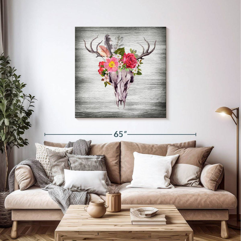 Couronne florale de crâne de cerf Kerner, H 39 po x l 39 po