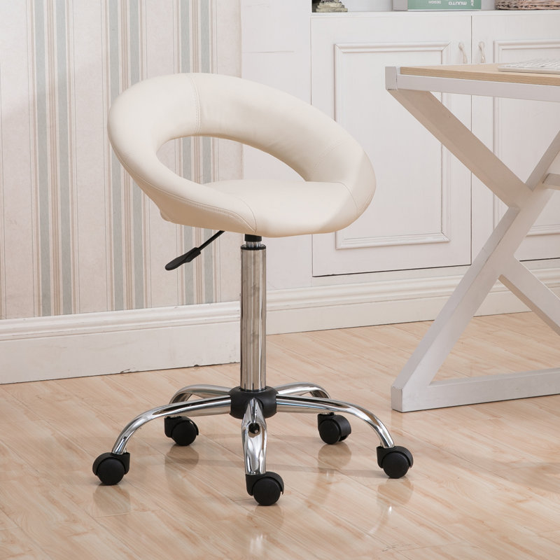 Kurt Backed Adjustable Height Lab Stool, Cream