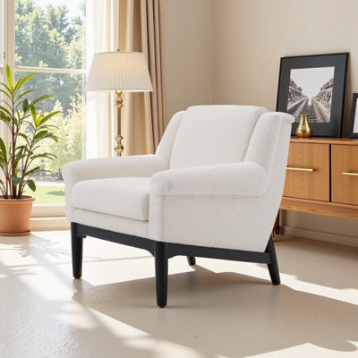 Chaise d'appoint rembourrée avec accoudoirs évasés, pieds en bois massif, chaise longue ergonomique pour le salon